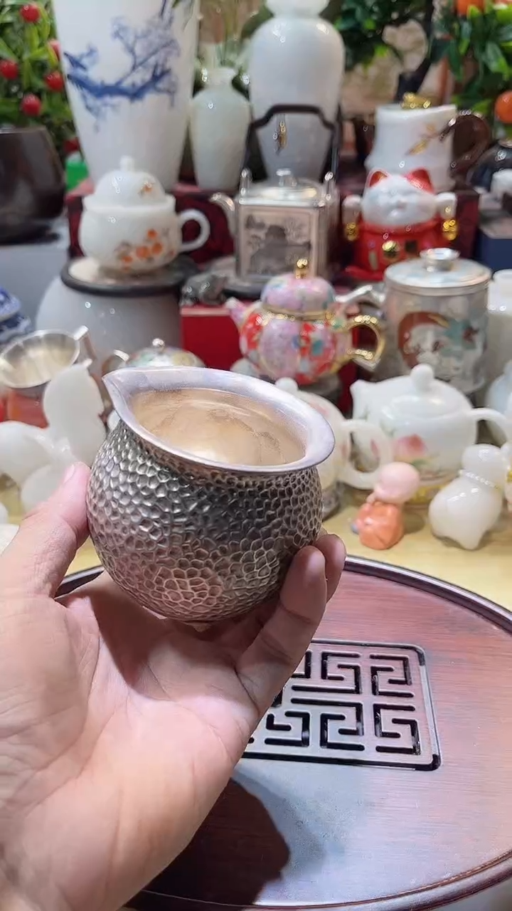 瓷片德艺茶器直播间@@公道杯银