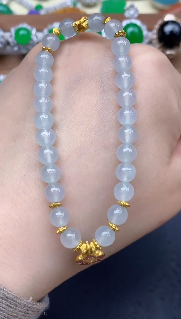 足金镶嵌手链翡翠551-中国好珍宝