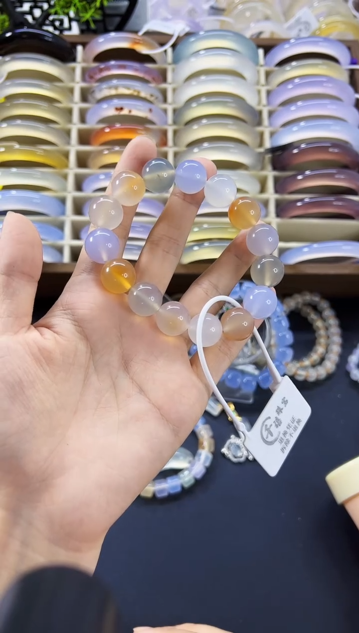 玛瑙/玉髓手镯未镶嵌R****多14mm天然拍10发一