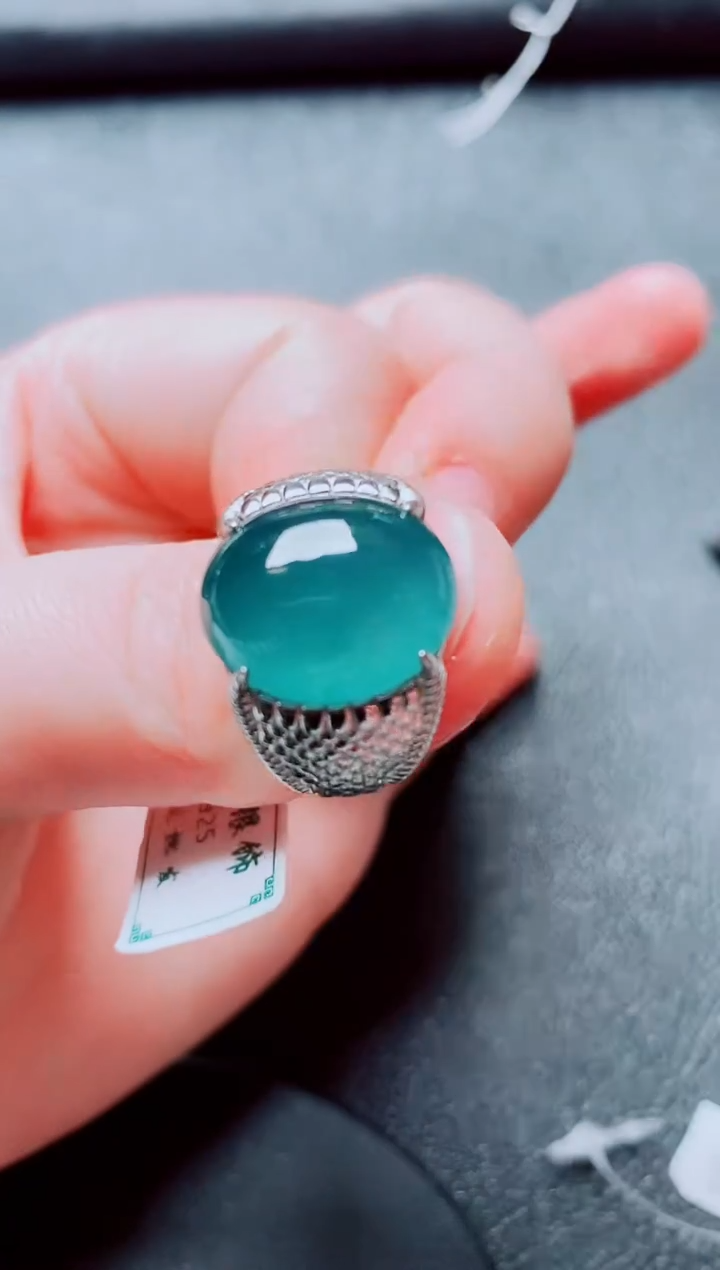 银S925镶嵌戒指翡翠111