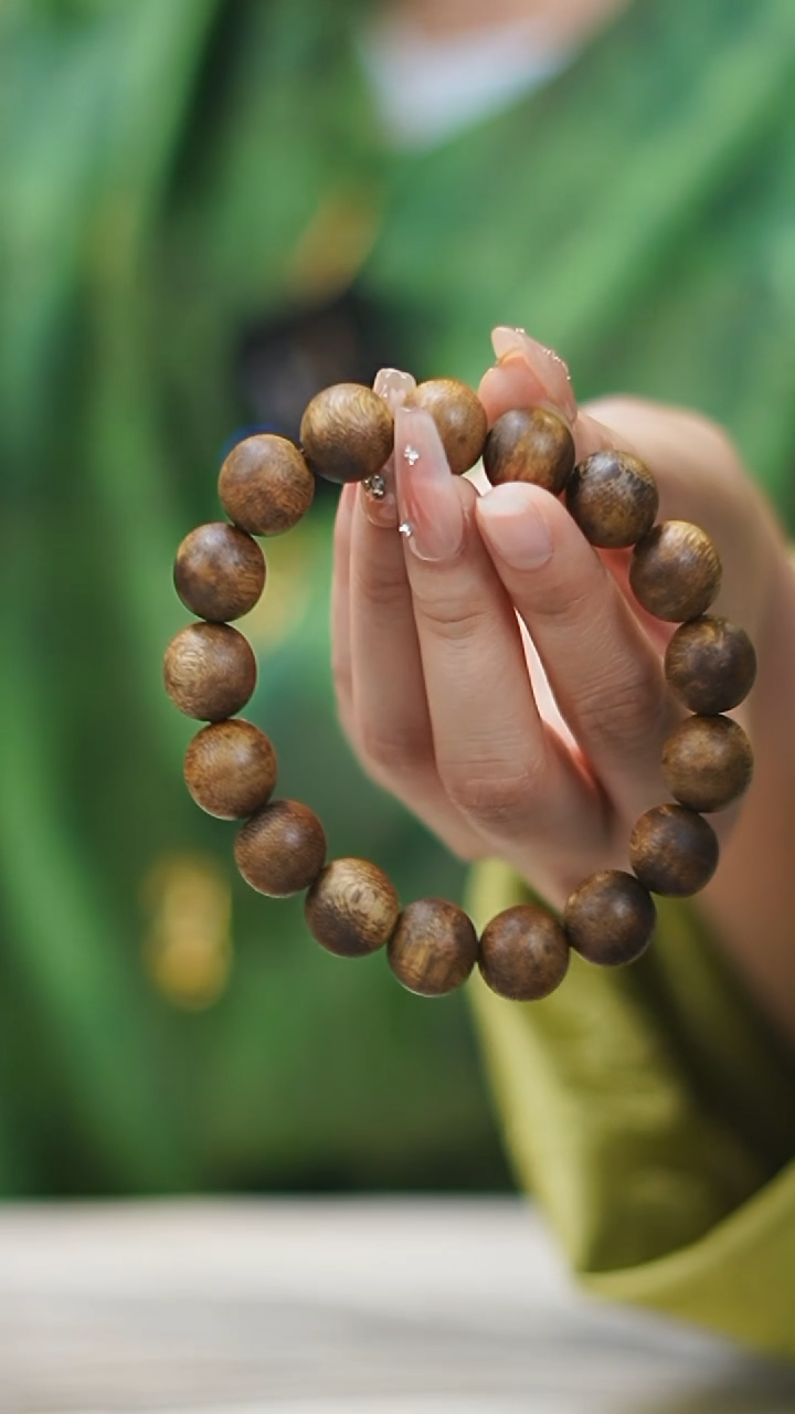 手串沉香13mm金沙叶圆珠单圈9g+多样性发一