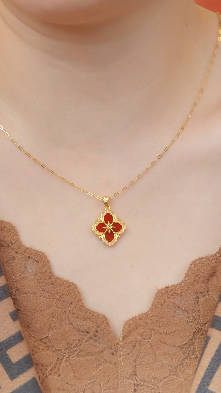 【闪购商品】玛瑙/玉髓项链18K金镶嵌布奇