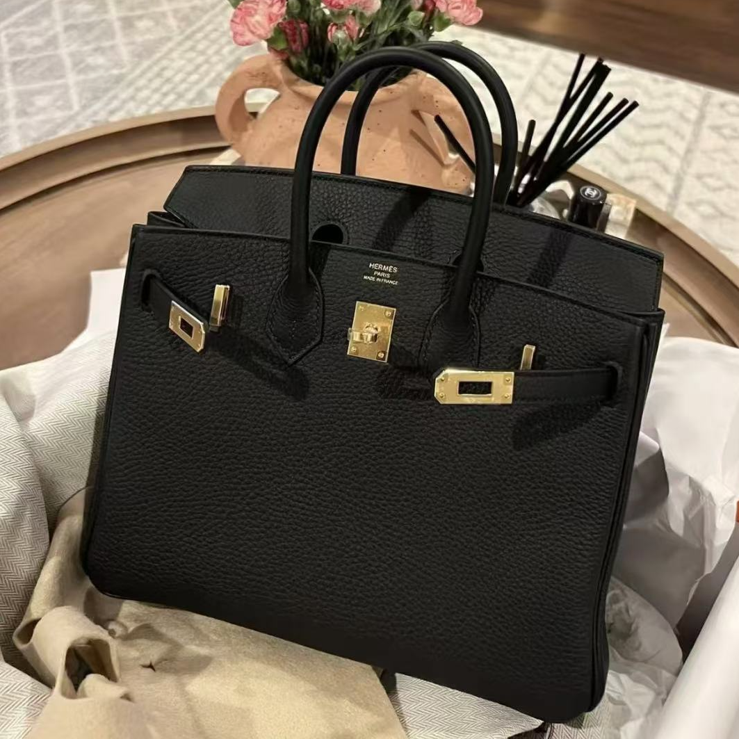 99新 Hermes/爱马仕 拆单链接 birkin25 黑金 togo皮 Z刻 