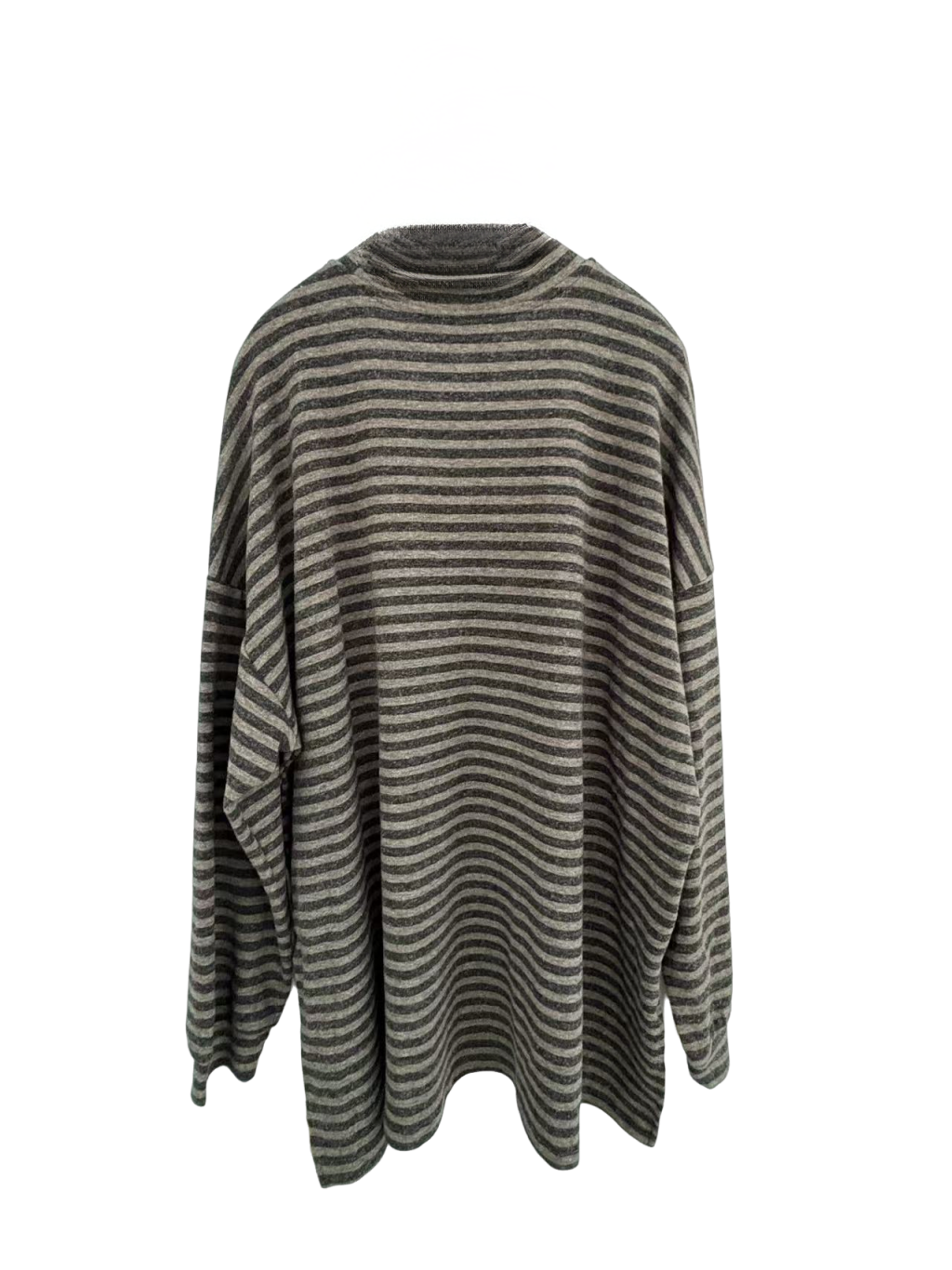 【佳老板】“00008”#拼色百搭打底衫针织法式条纹宽松卫衣高领