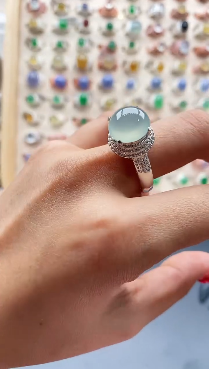 【闪购商品】翡翠戒指未镶嵌缅甸天然A货翡翠444 3+2