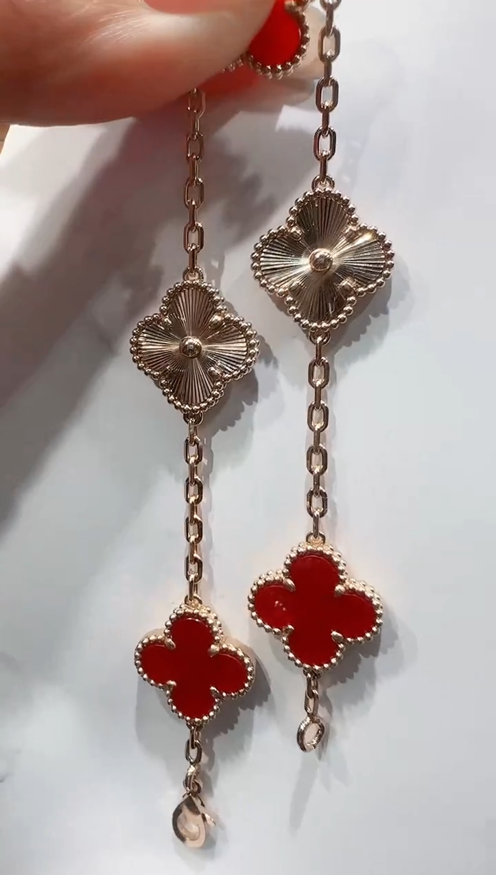 【闪购商品】玛瑙/玉髓手链18K金镶嵌红色镭射