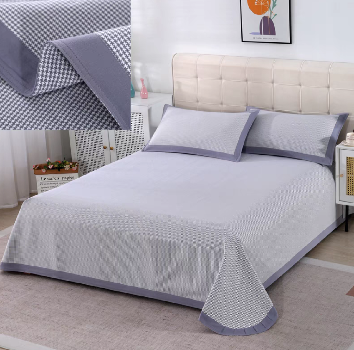 【逸昂7A类母婴级加厚】100纯棉 精梳防滑老粗布纯色软席 四季用