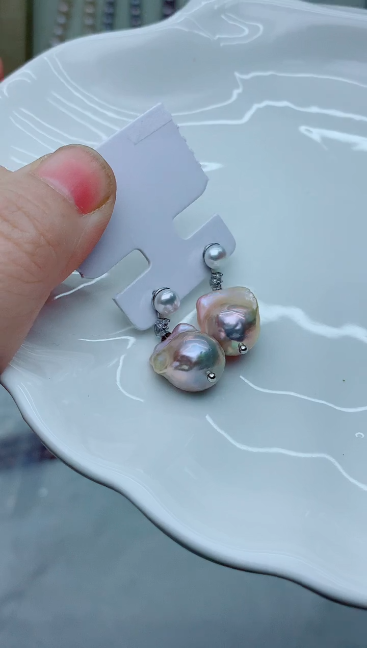 未镶嵌耳饰淡水珍珠多样性发其一【非无瑕】