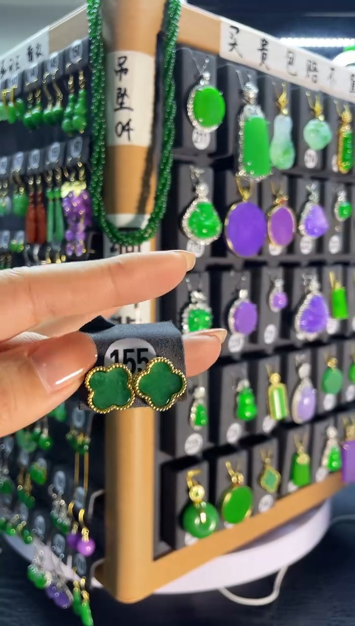 【闪购商品】翡翠耳饰银S925镶嵌155...