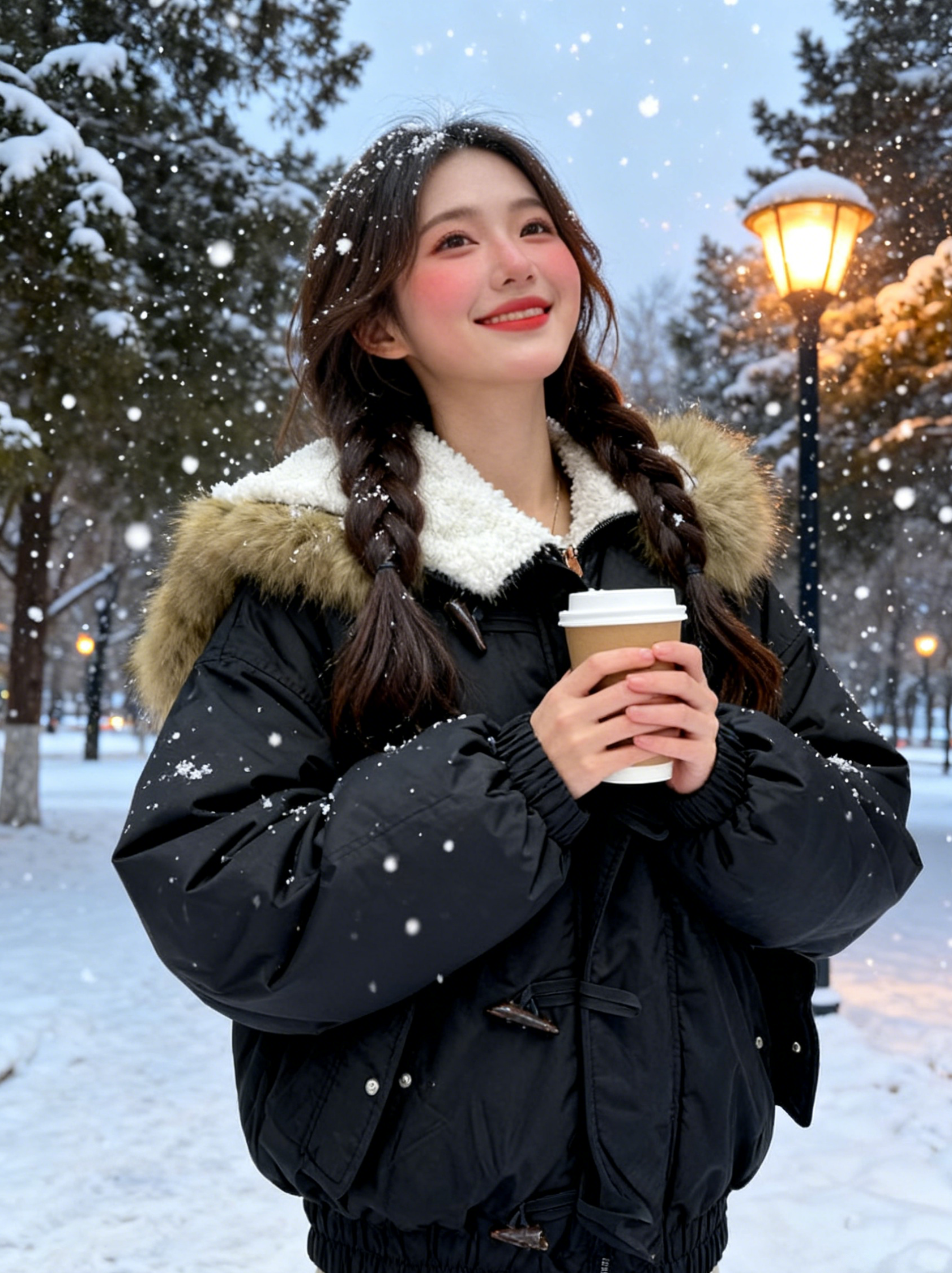 宽松型常规款女短款棉服韩版女士连帽防风可拉开平铺款