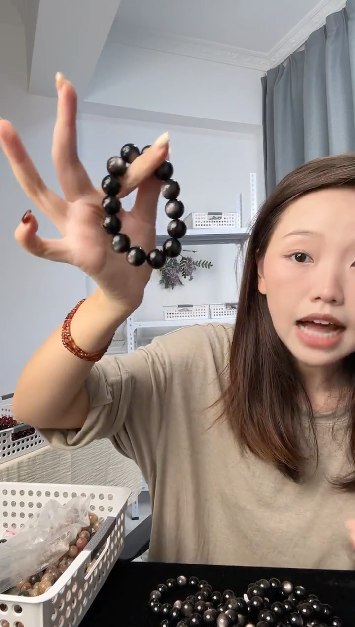 未镶嵌手串水晶银曜石手串