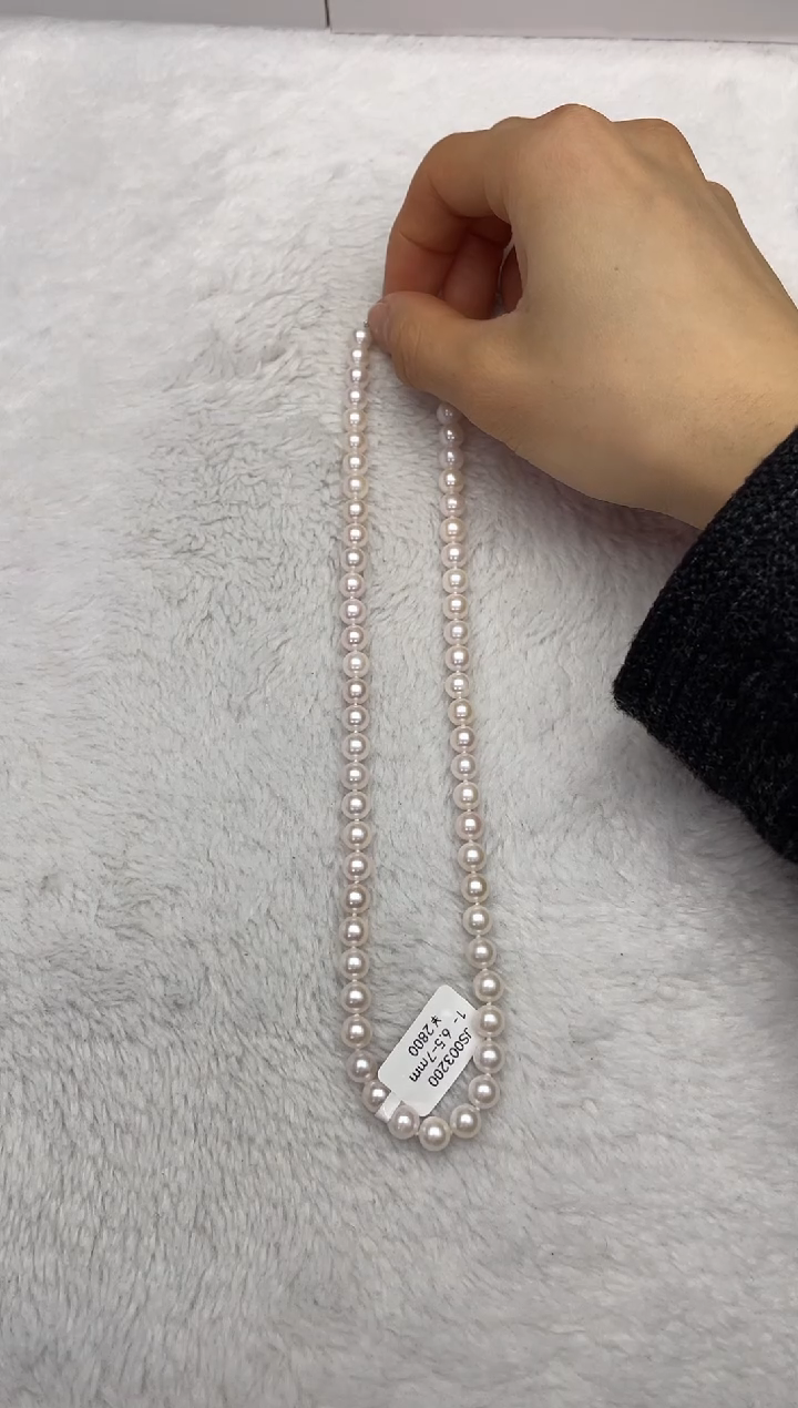 【闪购商品】海水珍珠项链银S925镶嵌AK6.5-7mm（多样性发一）