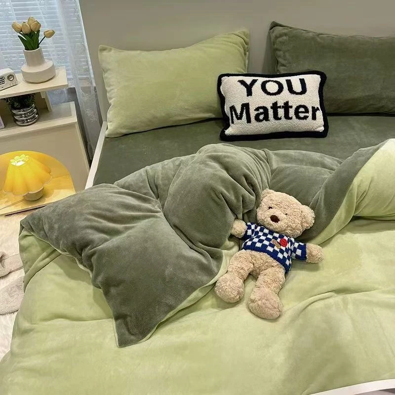 珊瑚绒牛奶绒被套单件150x200x23冬天加绒被罩法兰绒单人学生宿舍