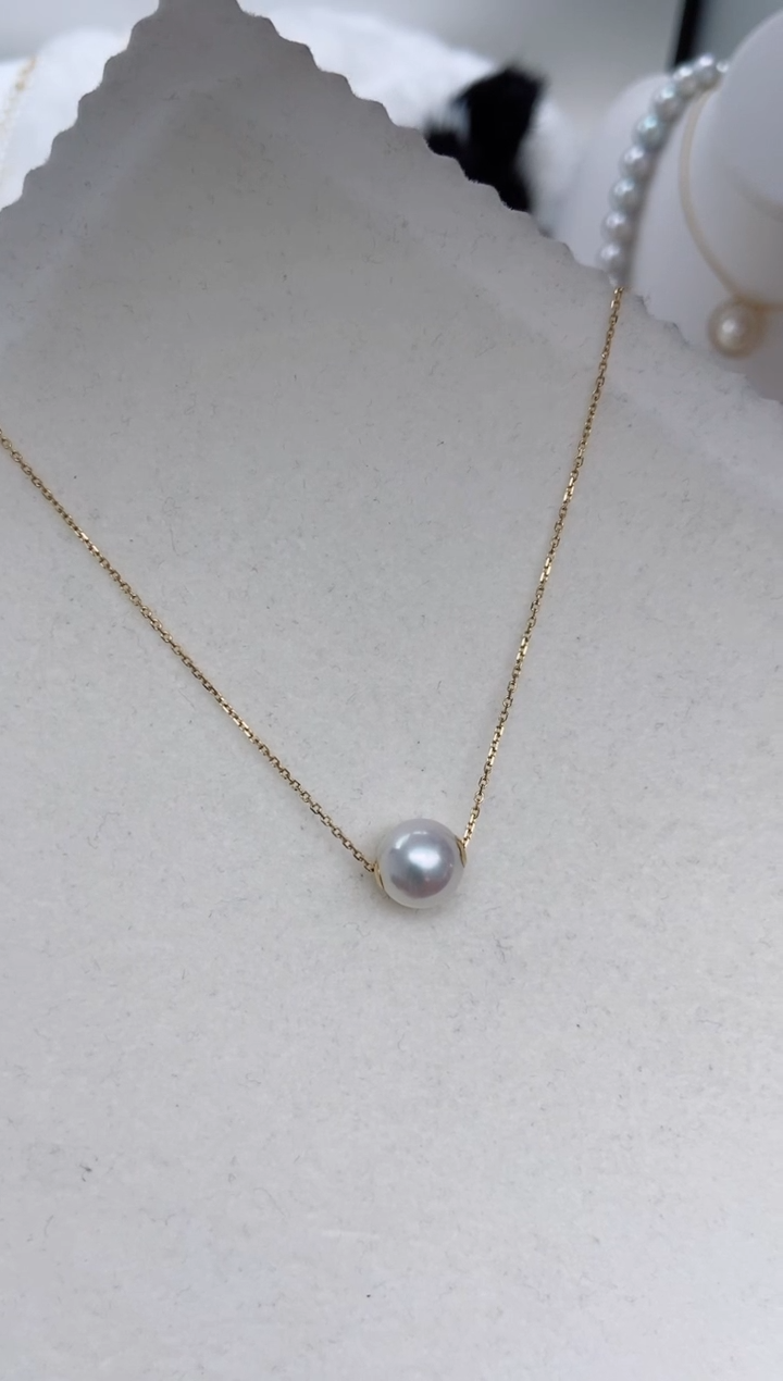 【闪购商品】海水珍珠项链18K金镶嵌9-9.5mm路路通