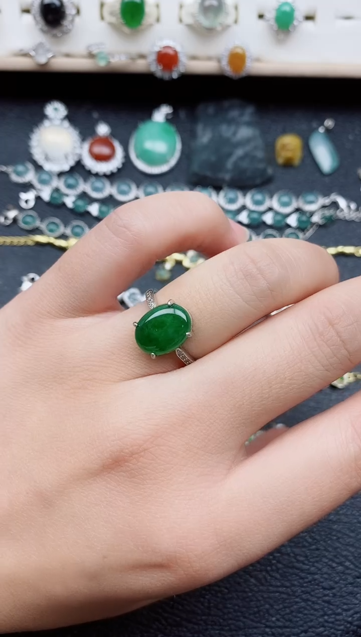 【闪购商品】翡翠戒指银S925镶嵌11111