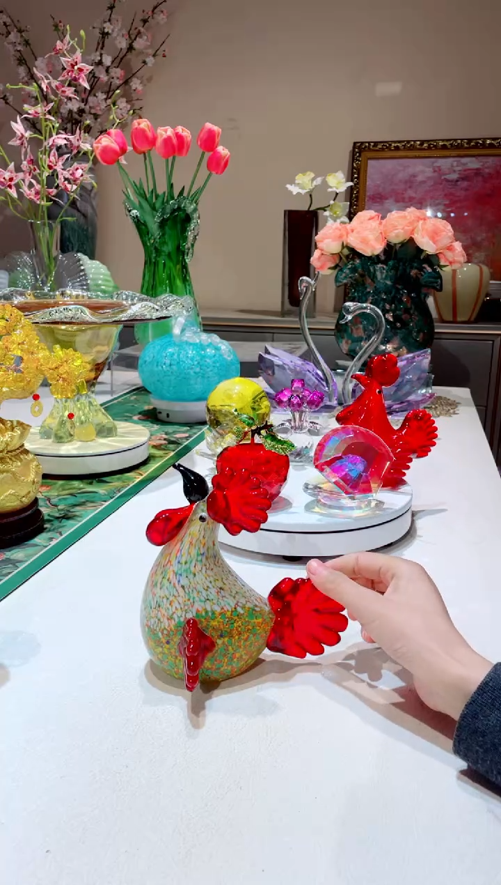 【闪购商品】琉璃手工艺品绿公鸡  微瑕