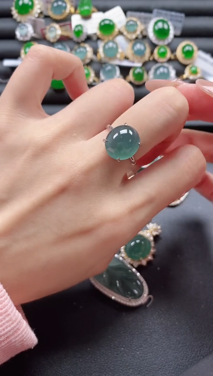 【闪购商品】翡翠戒指银S925镶嵌51511