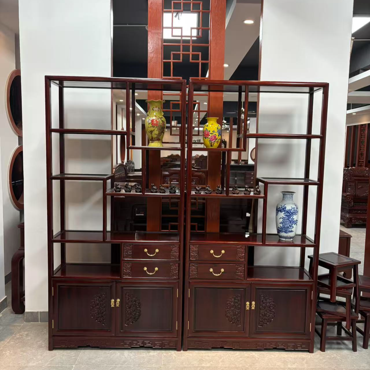 柬酸枝 祥云双组合博古架