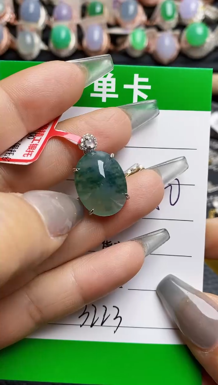 【闪购商品】翡翠银S925镶嵌戒指3223