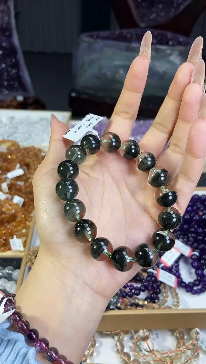 【闪购商品】水晶手链未镶嵌绿幽灵聚宝盆卡13mm+