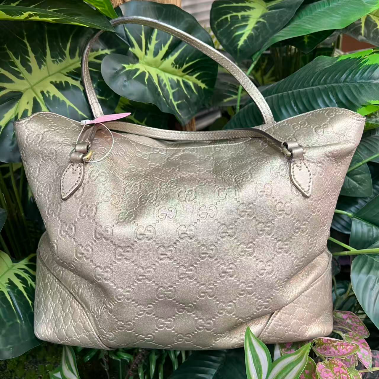 95新 GUCCI/古驰 琥珀鎏金色托特包/NMH