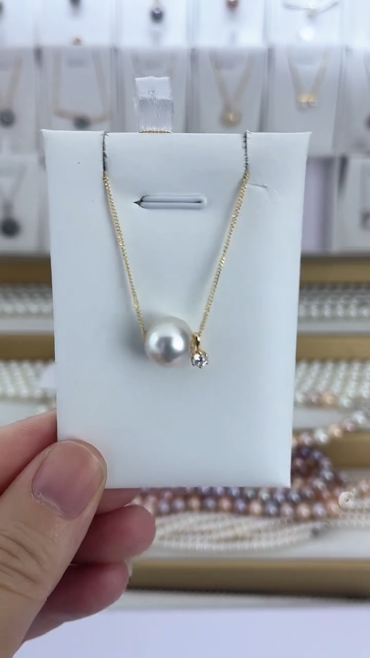 【闪购商品】淡水珍珠颈饰未镶嵌天然极光珍珠K金贴片路路通