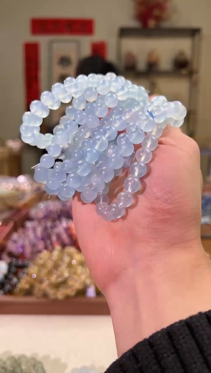 【闪购商品】海蓝宝石手串未镶嵌8+mm海蓝宝手串（多样性发其一）