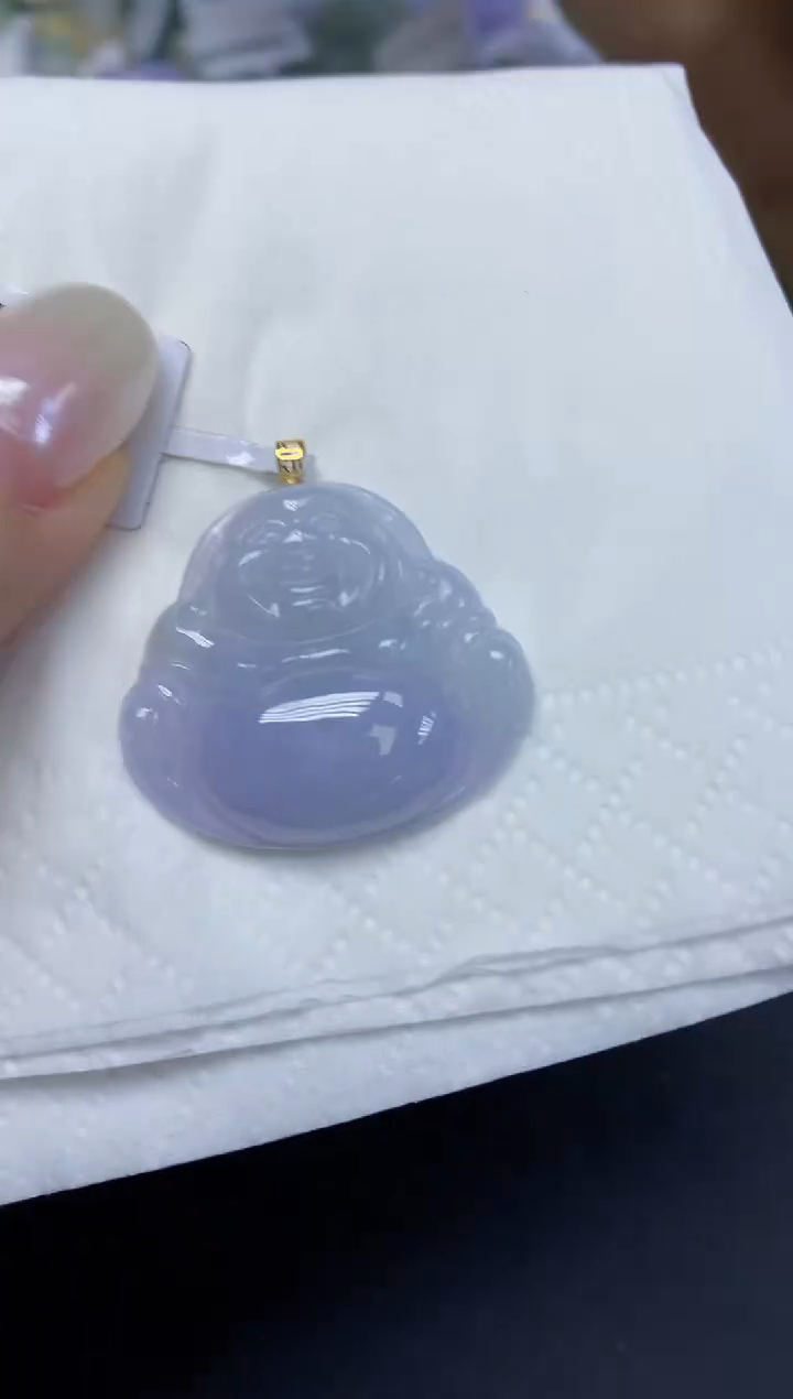 翡翠18K金镶嵌颈饰天然缅甸翡翠A货