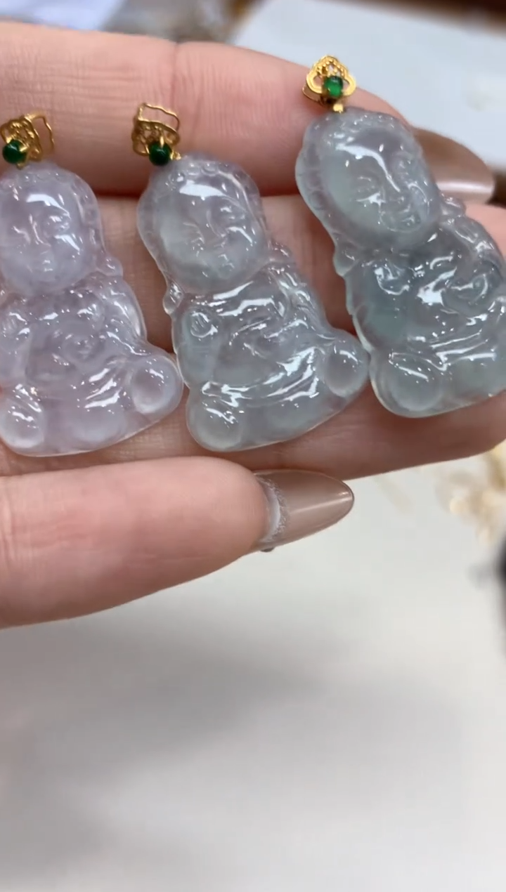 【闪购商品】翡翠吊坠(不含链)18K金镶嵌宝宝佛多样性发货1件