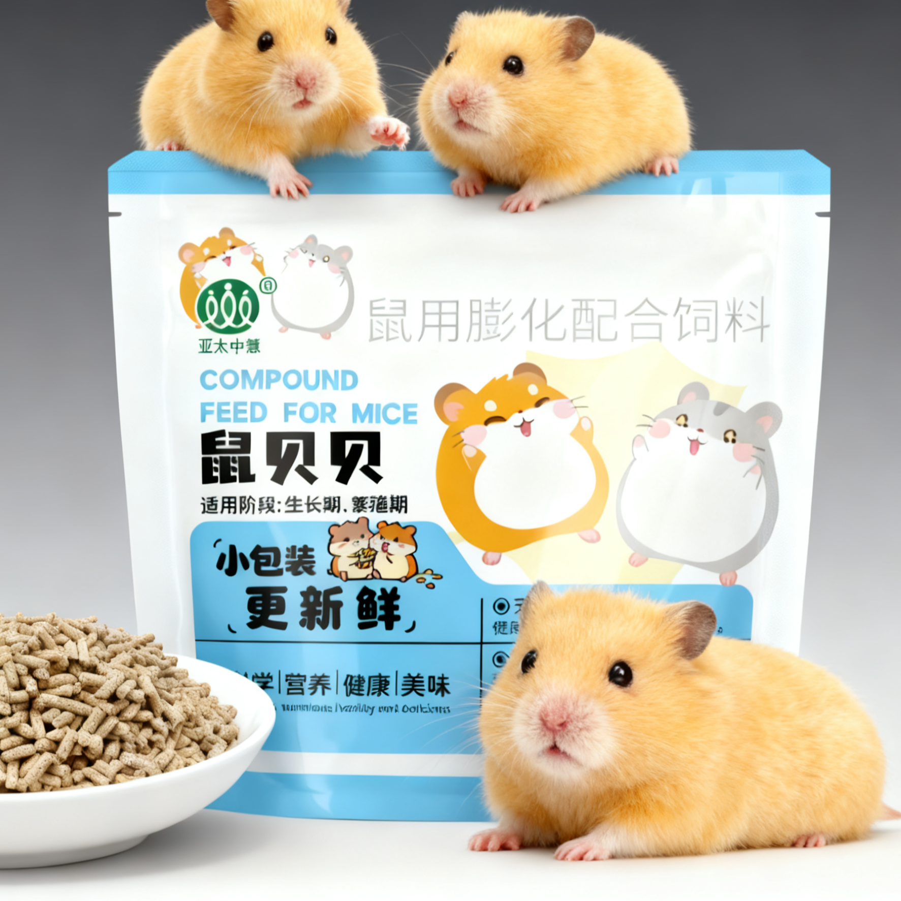 金丝熊仓鼠专用全阶段营养全价颗粒饲料美毛补钙120g*2袋