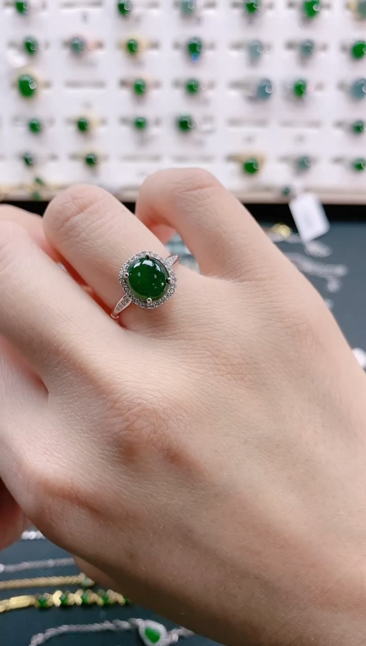 【闪购商品】翡翠戒指银S925镶嵌天然翡翠