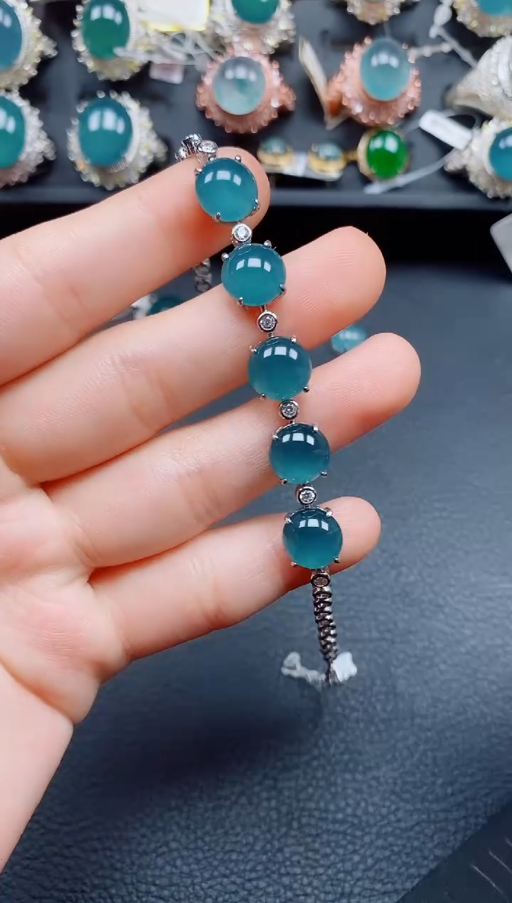 银S925镶嵌翡翠手链翡翠