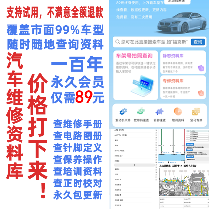 汽车维修资料库平台维修手册电路图查询系统软件修车技术资料宝典商品图