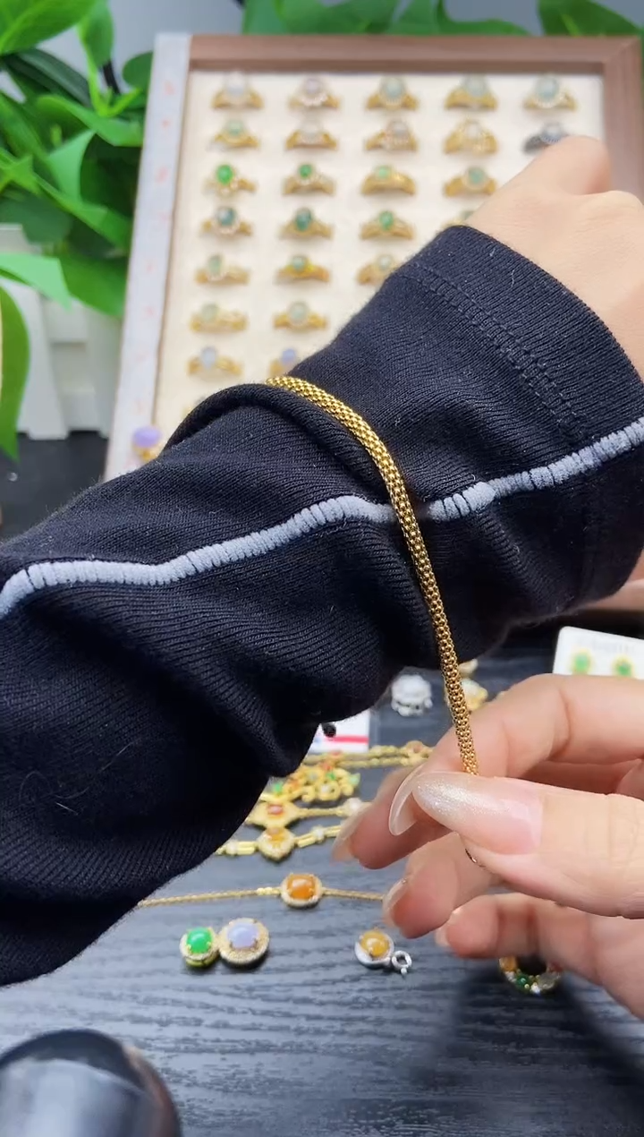 银S925镶嵌手链翡翠依*12