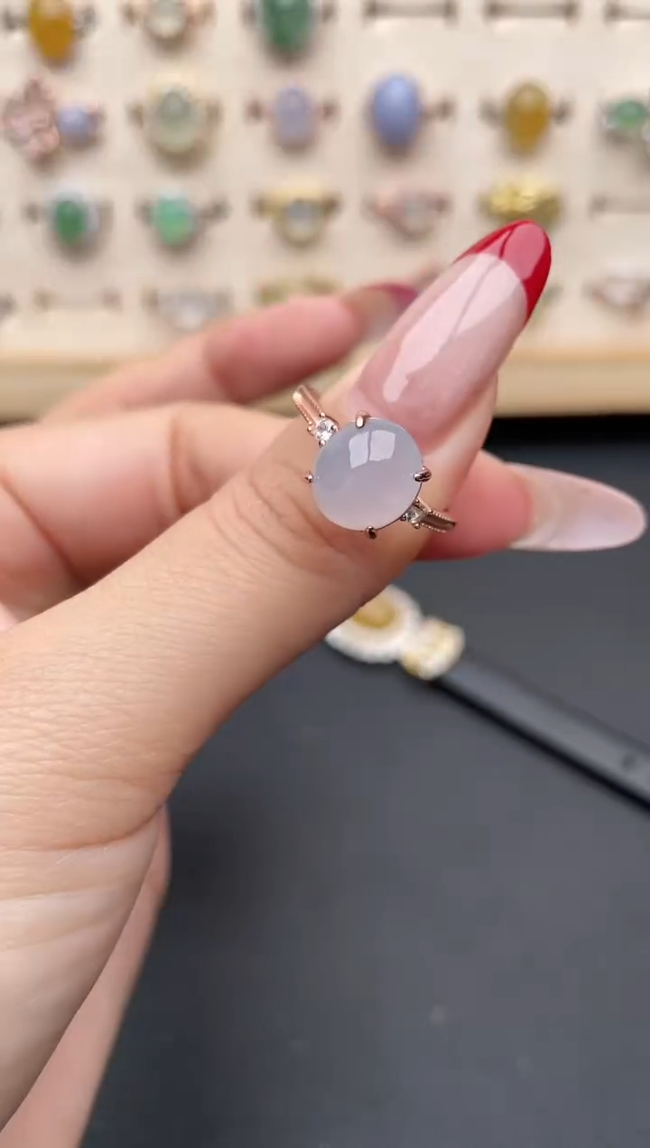 【闪购商品】翡翠戒指银S925镶嵌一物一证一礼盒