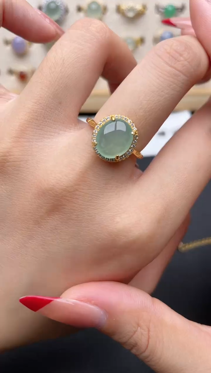 【闪购商品】翡翠戒指银S925镶嵌一物一证一礼盒