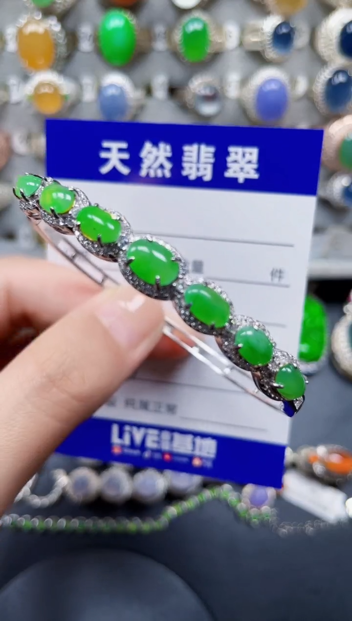 银S925镶嵌手镯翡翠383