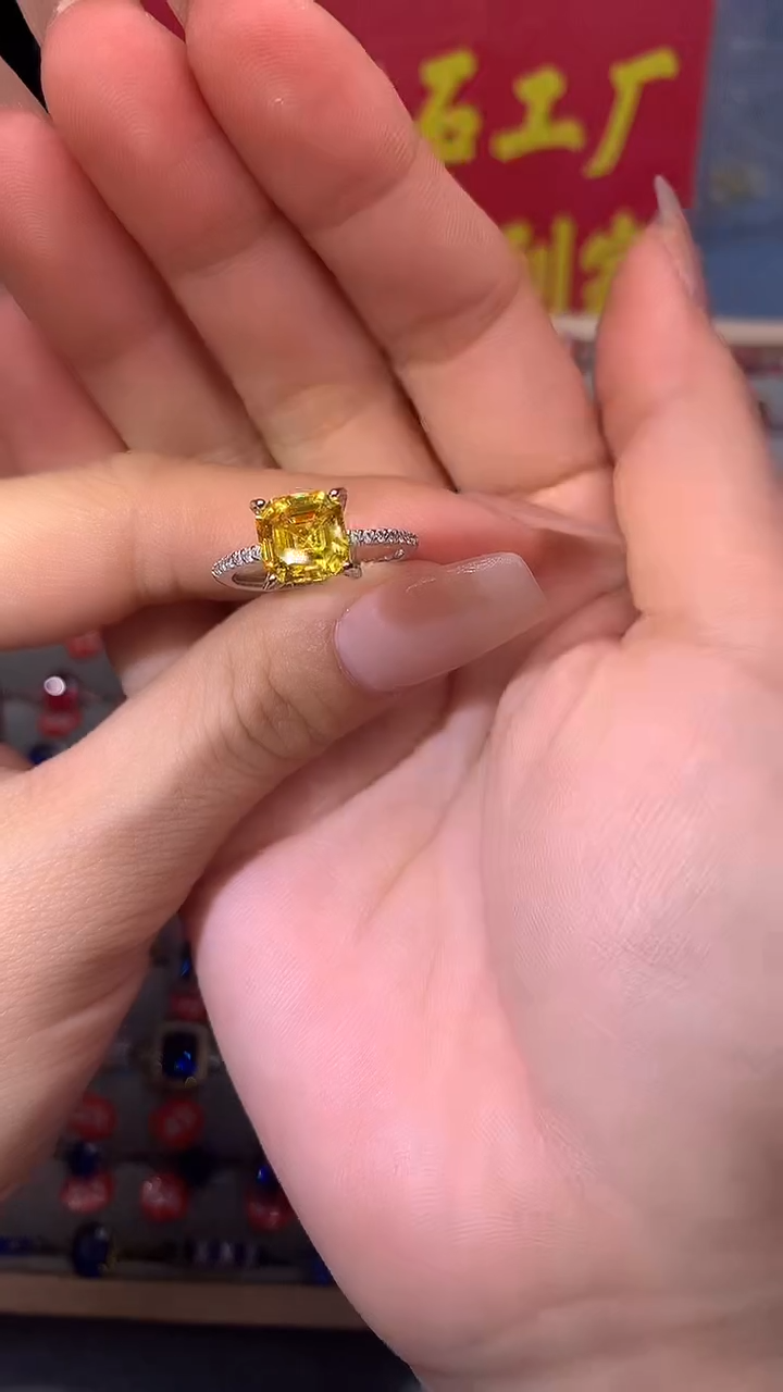 【闪购商品】黄晶戒指银S925镶嵌1111