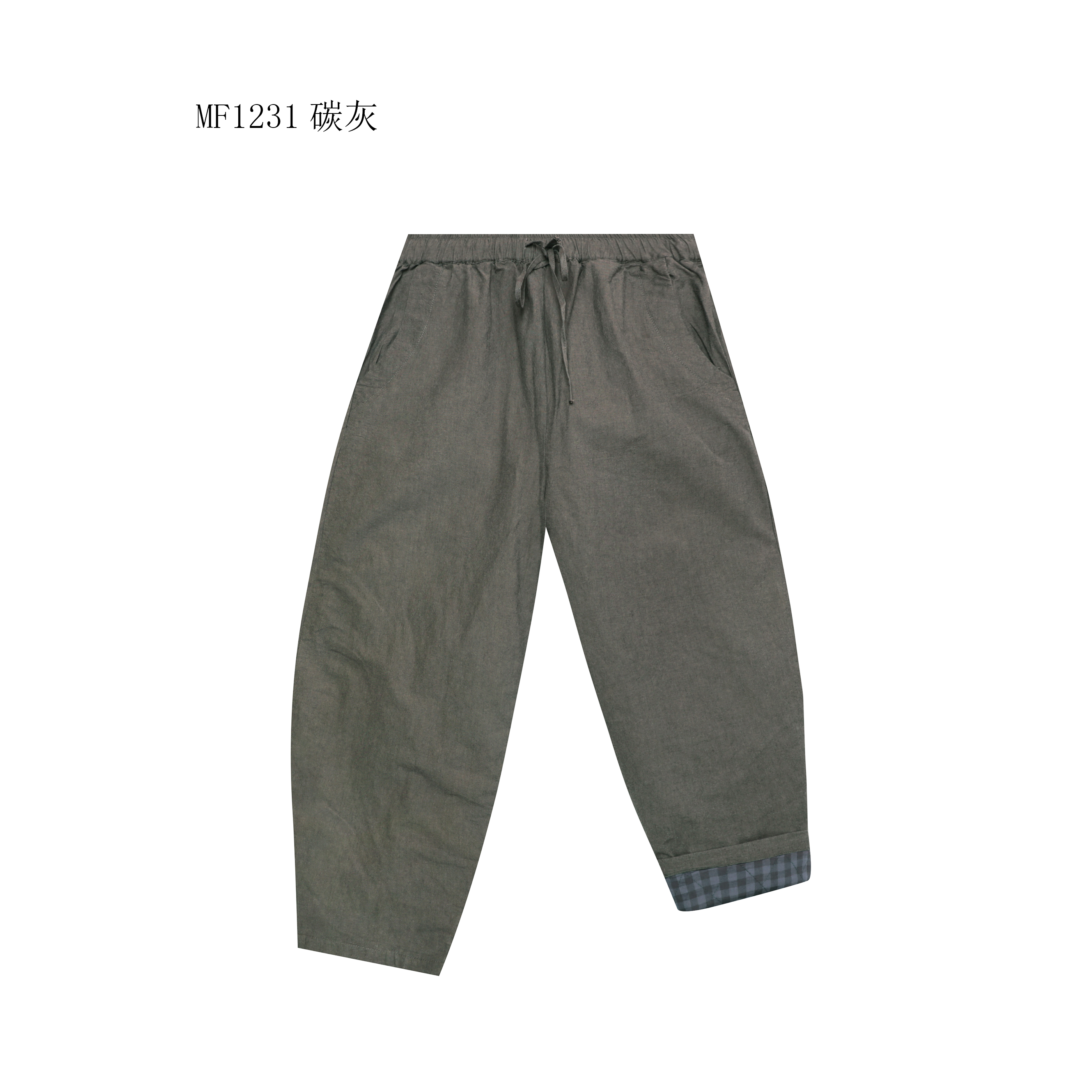 【麻訪家】MF1231碳灰文艺复古宽松保暖休闲百搭加厚麻棉裤