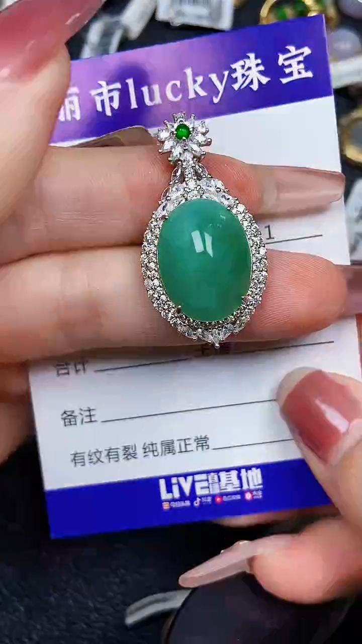 颈饰银S925镶嵌翡翠9130