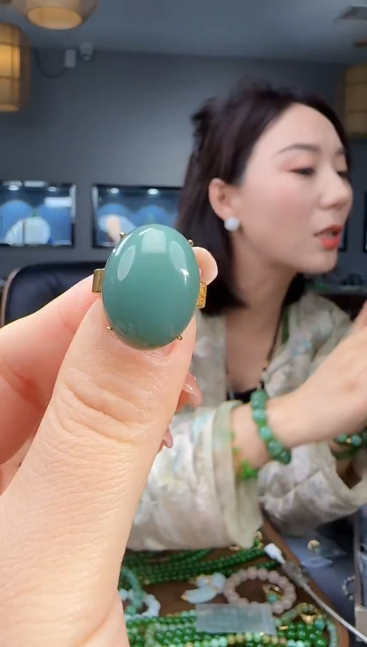 银S925镶嵌戒指和田玉1