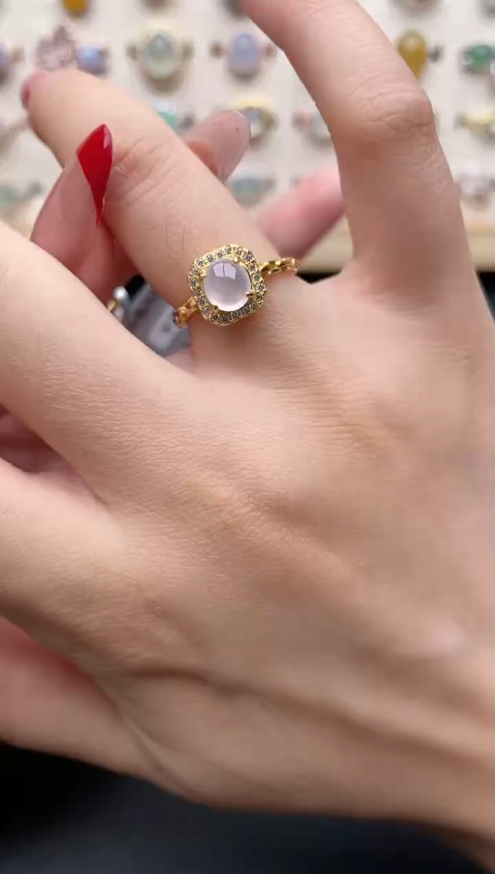 【闪购商品】翡翠戒指银S925镶嵌一物一证一礼盒