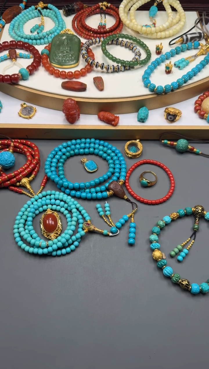 18K金镶嵌绿松石配饰盼*~11111