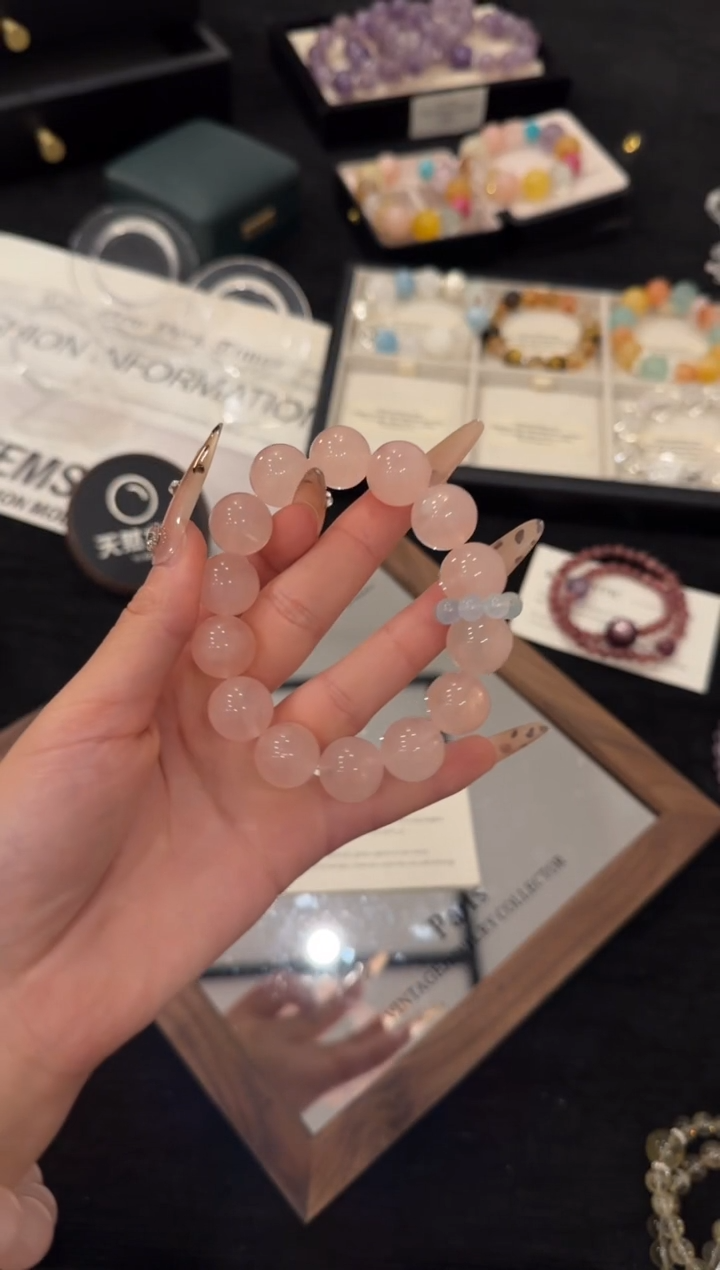 未镶嵌手链水晶粉雾海x2993