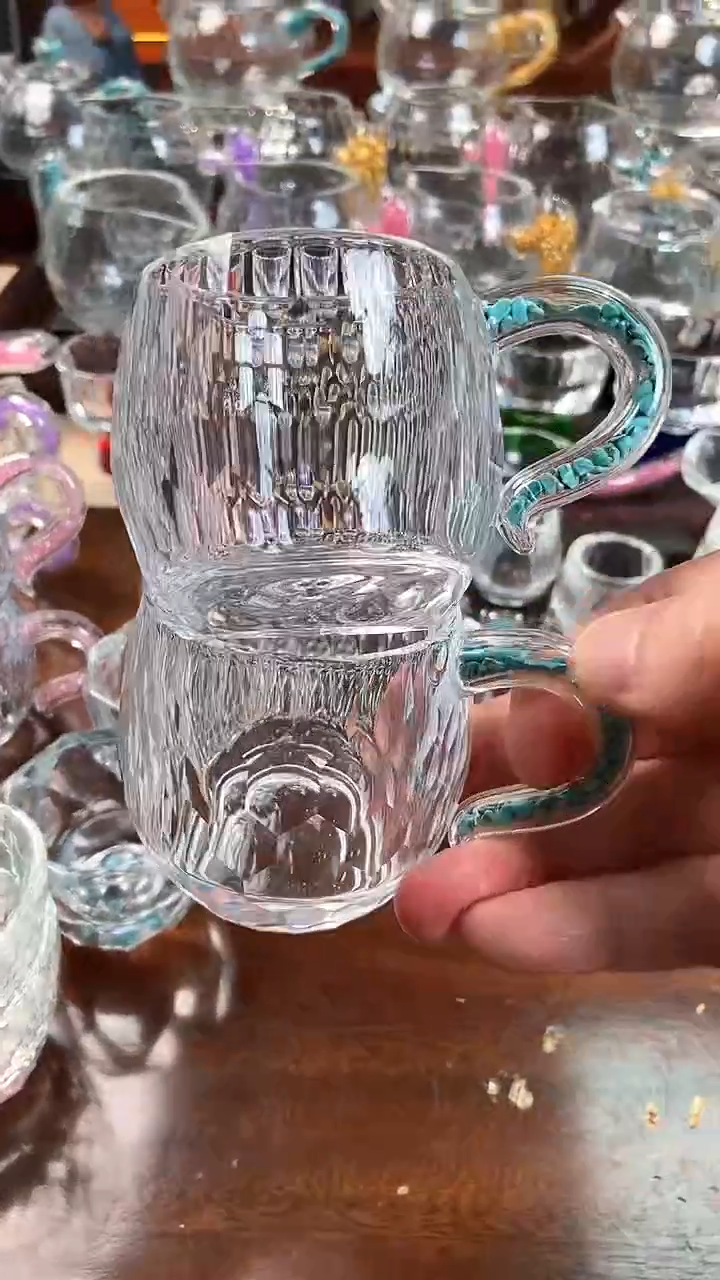【闪购商品】玺宴新款水晶弯把小茶碗绿松石2个装
