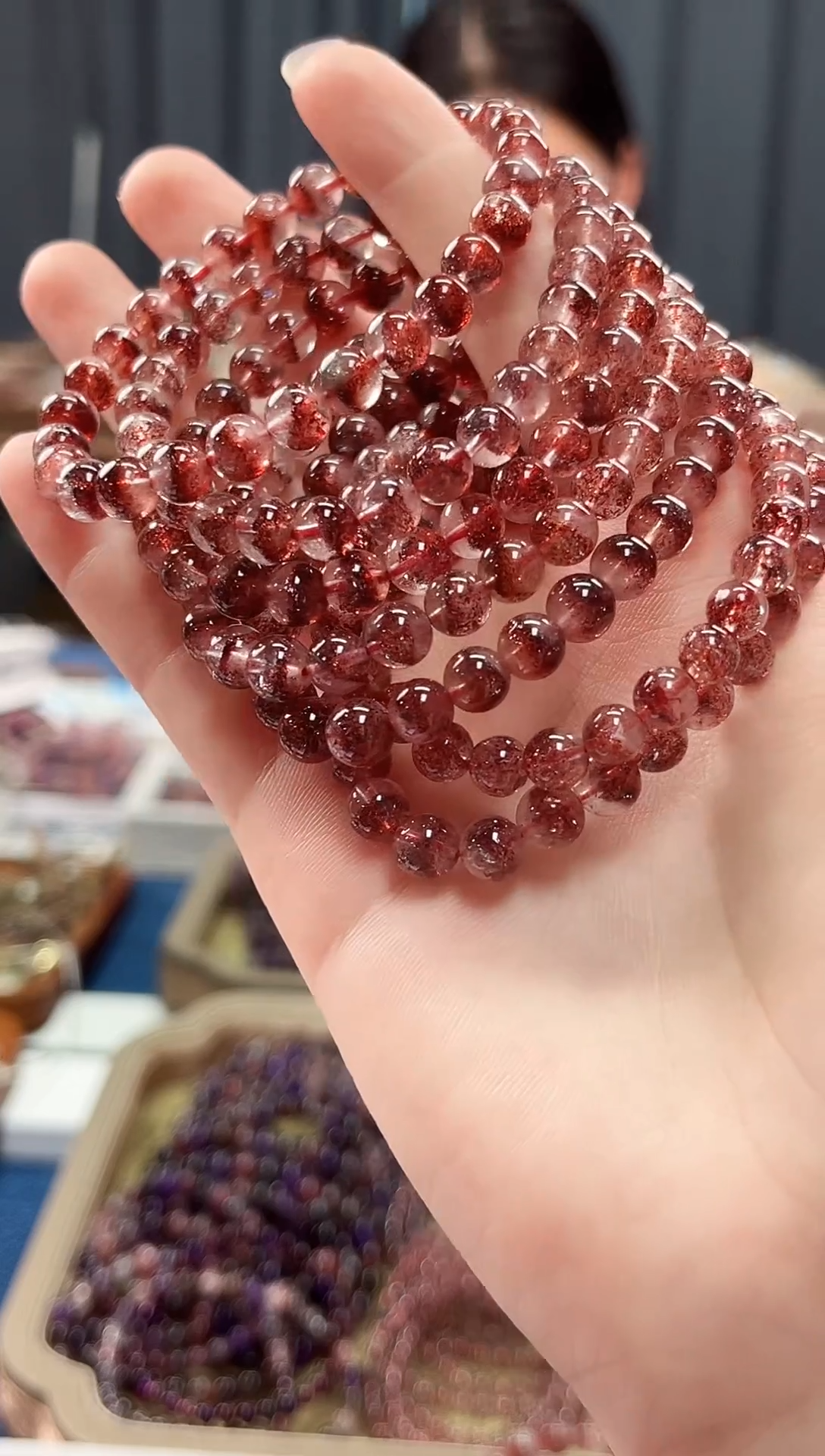 未镶嵌手串水晶金草莓超七单圈手串6mm【多样性发一】