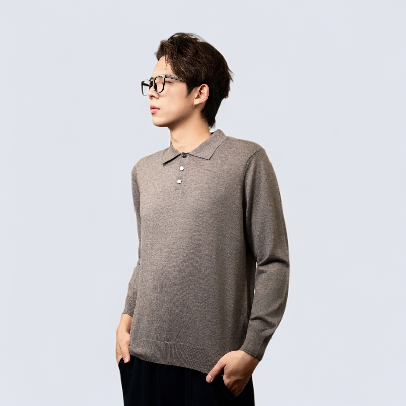100%山羊绒翻领宽松型羊绒衫春季针织羊绒打底衫