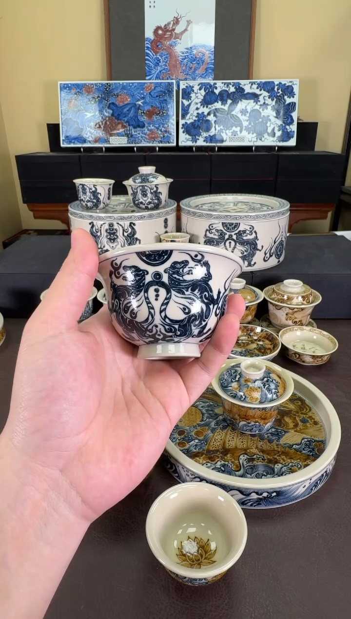 【闪购商品】二号釉虎符纹大压手杯