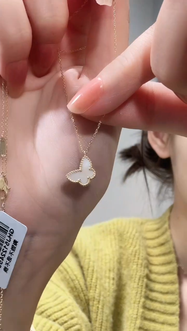 18K金镶嵌贝壳（贝母）套链@**?蝴蝶套链GHJ