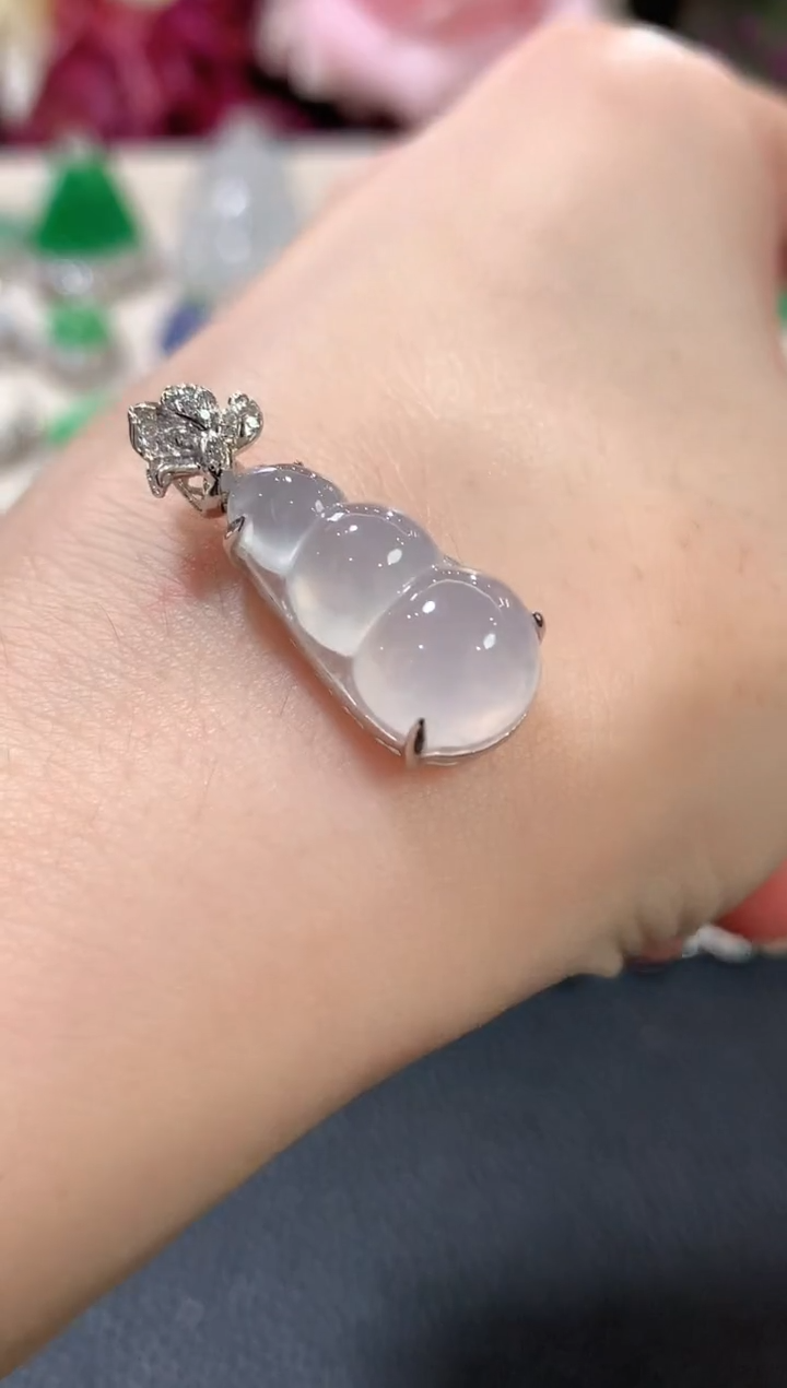 吊坠(不含链)18K金镶嵌翡翠a25